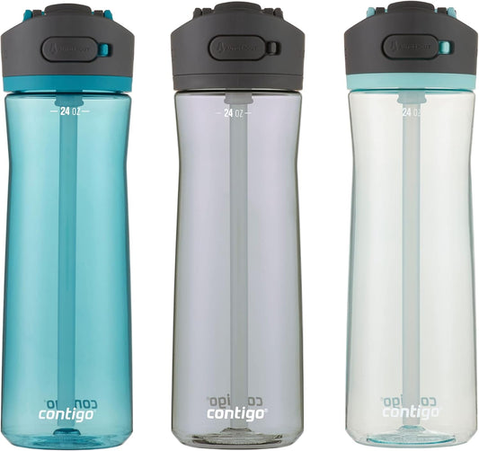 Contigo Ashland 2.0 Water Bottle with AUTOSPOUT Lid | Tritan Water Bottle 24oz. 3 Pack Juniper & Sake & Bubble Tea