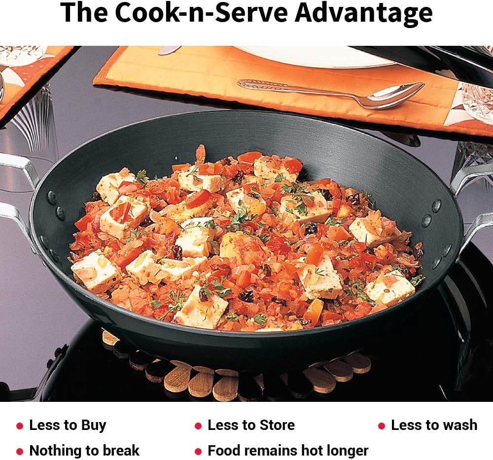 Hawkins Futura 7.5 Litre Deep Fry Pan, Hard Anodised Kadai with Stainless Steel Lid, Flat Bottom Kadhai, Big Kadai, Black (AD75S)
