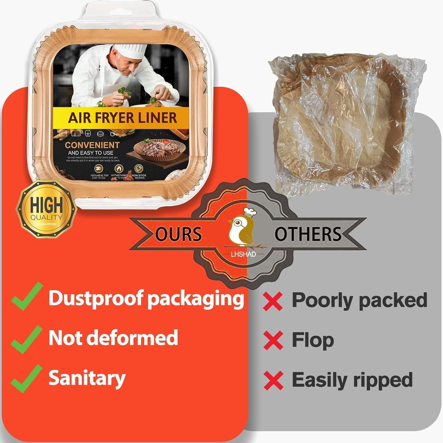 Air Fryer Liners Disposable for Instant Pot Vortex Plus 6QT XL Air Fryer, Instant Pot 6 QT Air Fryer Liners, 200Pcs Parchment Paper Liners for 6-8qt Air Fryer