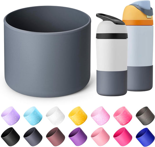 Silicone Boot for Owala 14/16 oz Water Bottle, Anti-Slip Protective Sleeve for Owala 12 oz Kids Tumbler, Boot Bottom Base fit Flip 14 oz Insulated Stainless-Steel Water Bottle (Gray)