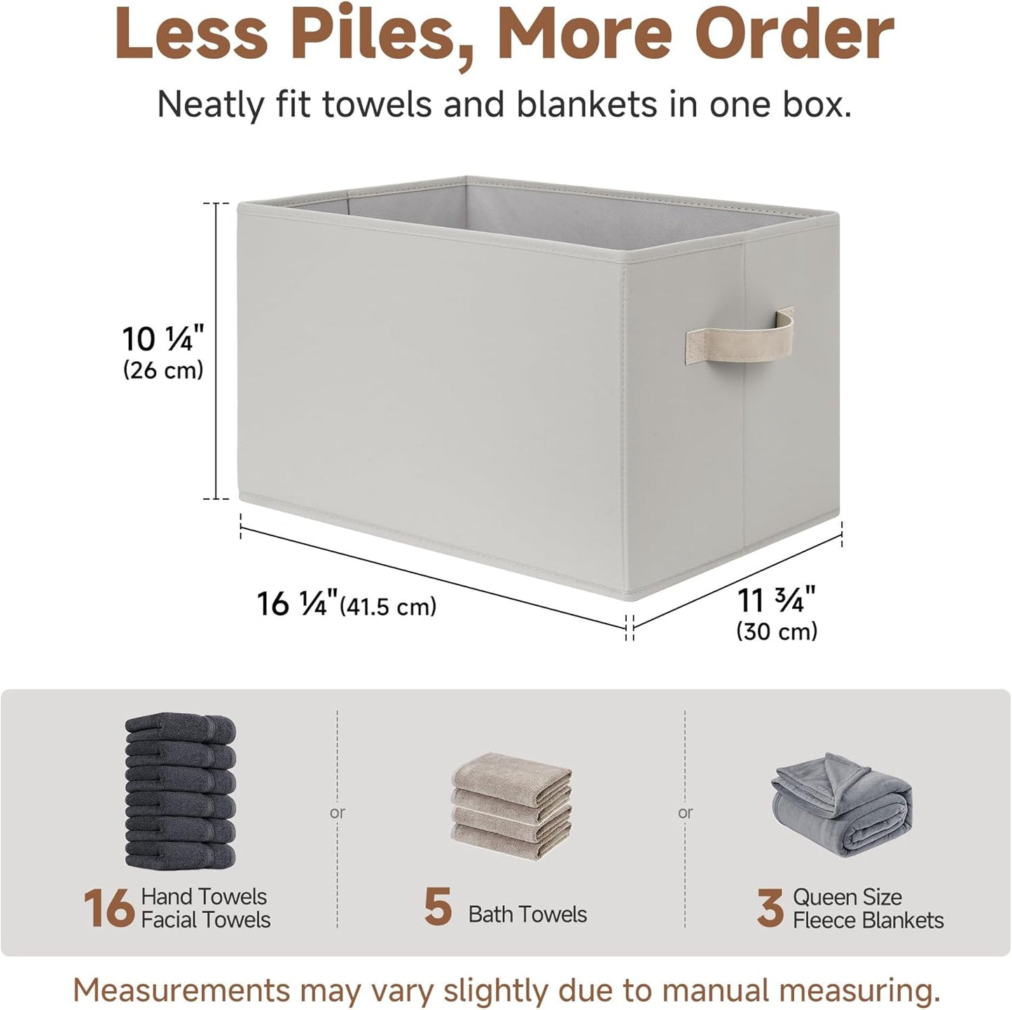 StorageWorks Storage Baskets for Shelves, Foldable Fabric Closet Storage Bins with Handles, Fabric Storage Bins Clothes Organizer, Light Gray, 3-Pack, Extra Large