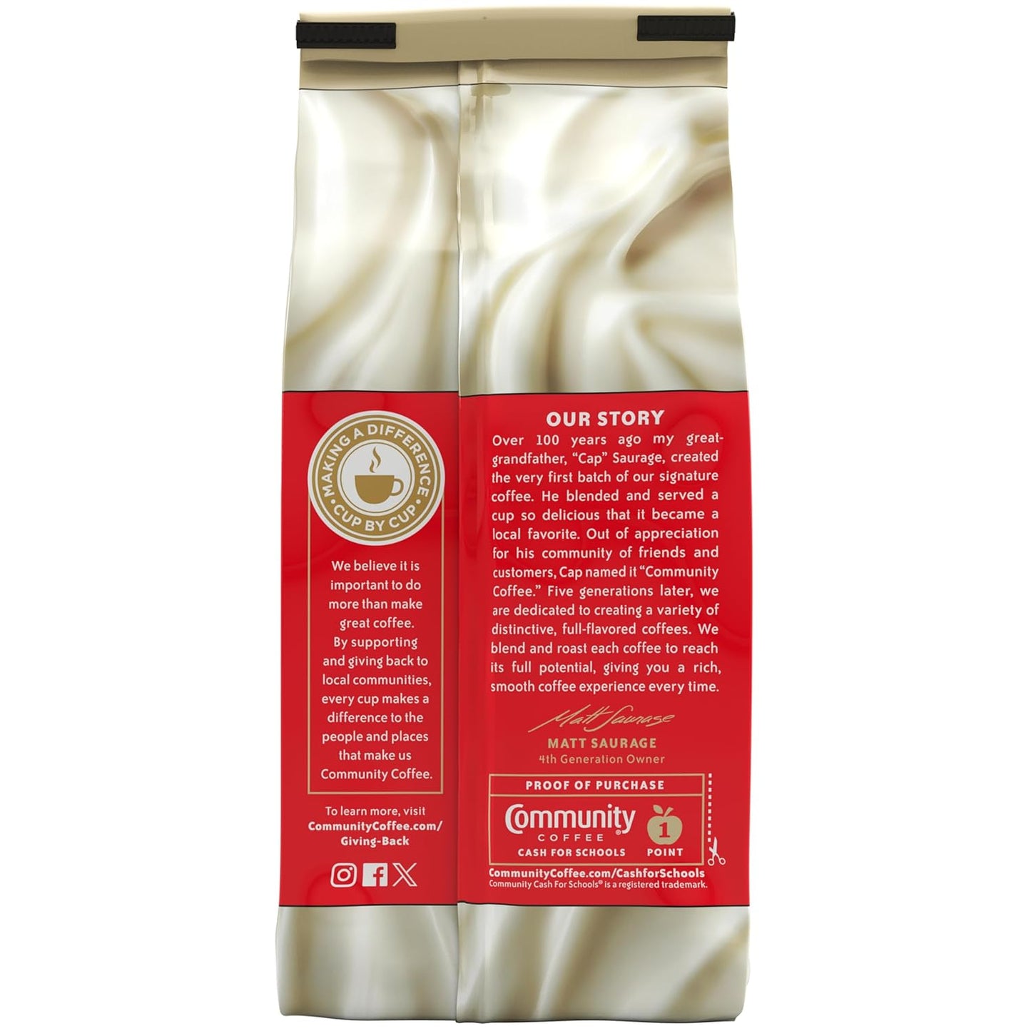 Community Coffee French Vanilla Flavored 72 Ounces, Medium Roast Ground Coffee, 12 Ounce Bag (Pack of 6)