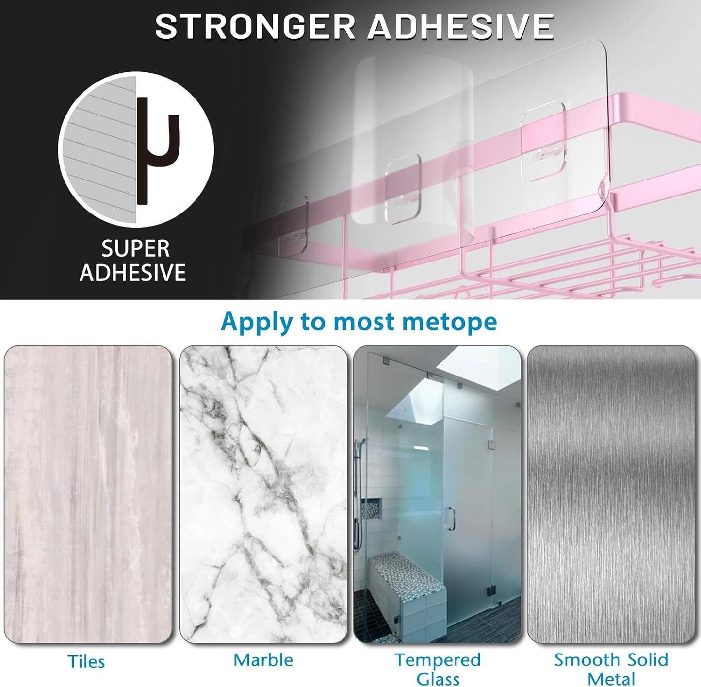 Moforoco Adhesive Shower Caddy Organizer Shelves Rack - 5 Pack Corner Bathroom Storage Organization, Home & Kitchen Decor Inside RV Accessories, Hanging First Apartment Household Camper Essentials