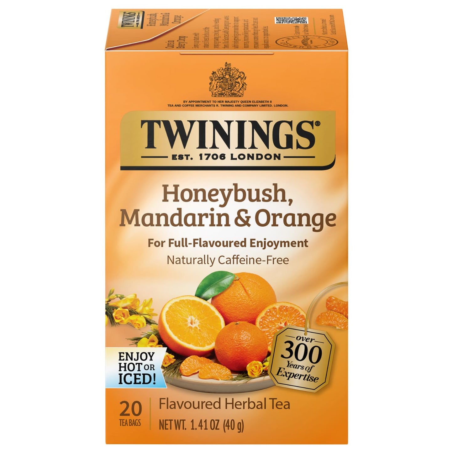 Twinings of London Honeybush, Mandarin, and Orange Herbal Tea Bags, 20 Count
