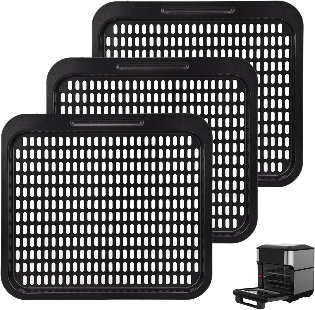 10 Qt Cooking Tray for Instant Vortex Plus10 Quart Air Fryer, 3 PCS Replacement Tray for Innsky 10.6 Qt Oven, Food Grade Nonstick Cooking Rack Parts Grill Pan Crisper Plate Accessories Dishwasher Safe