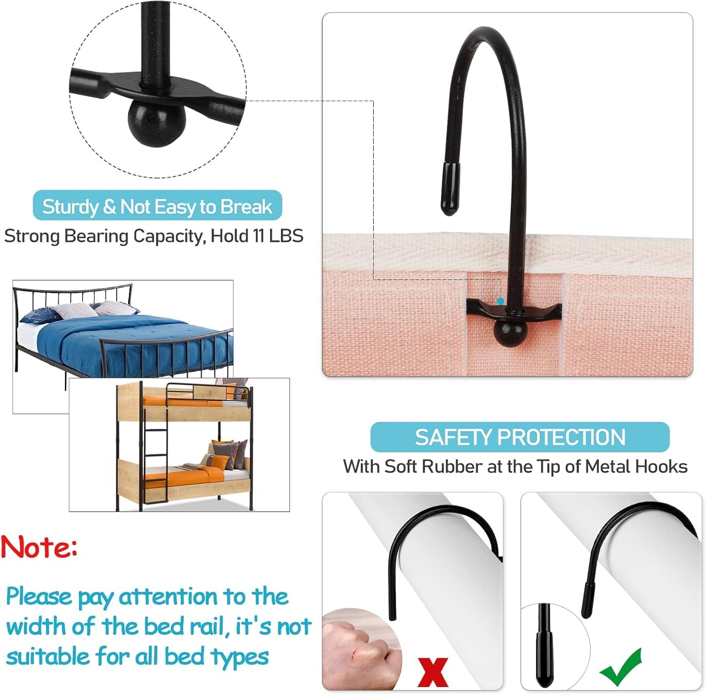 Loghot Bedside Caddy/Bedside Storage Bag Hanging Organizer for Bunk and Hospital Beds,Dorm Rooms Bed Rails,Can be Placed Glasses,Books,Mobile Phones,Keys (2pc Pink)