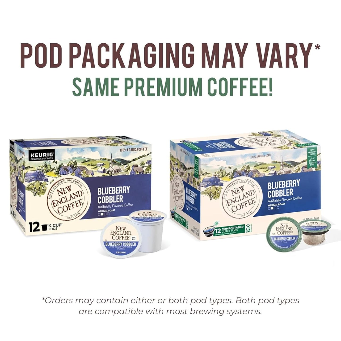 New England Coffee Variety Pack Single Serve Pods, 12ct Box (Pack of 6)