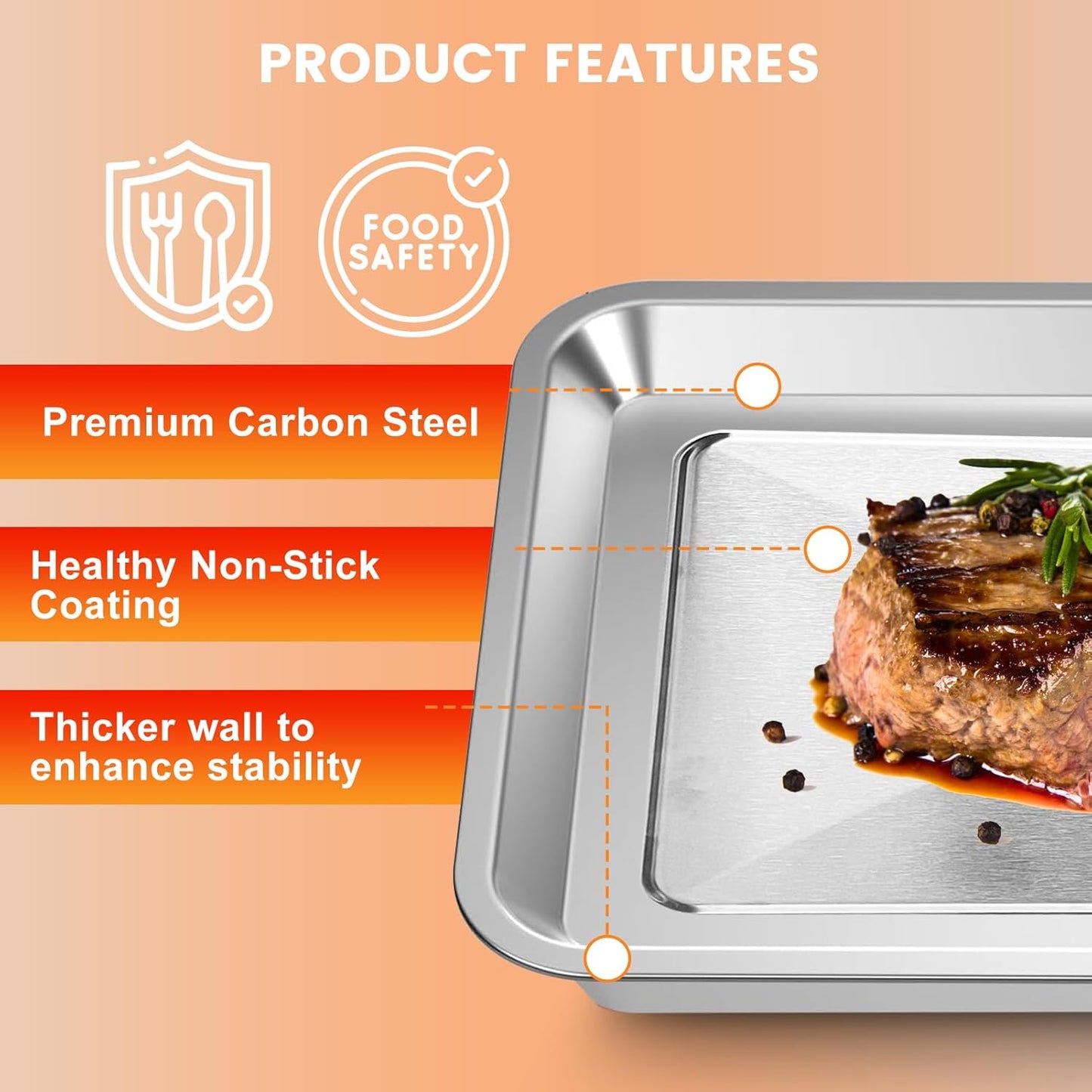 GWY Toaster Oven Tray Replacement for Cuisinart TOA-26 TOA-28 AFR-25 Toaster Air Fryer Convection Oven, Steel Pan Air Fryer Tray Replacement Air Fryer Toaster Oven Accessories