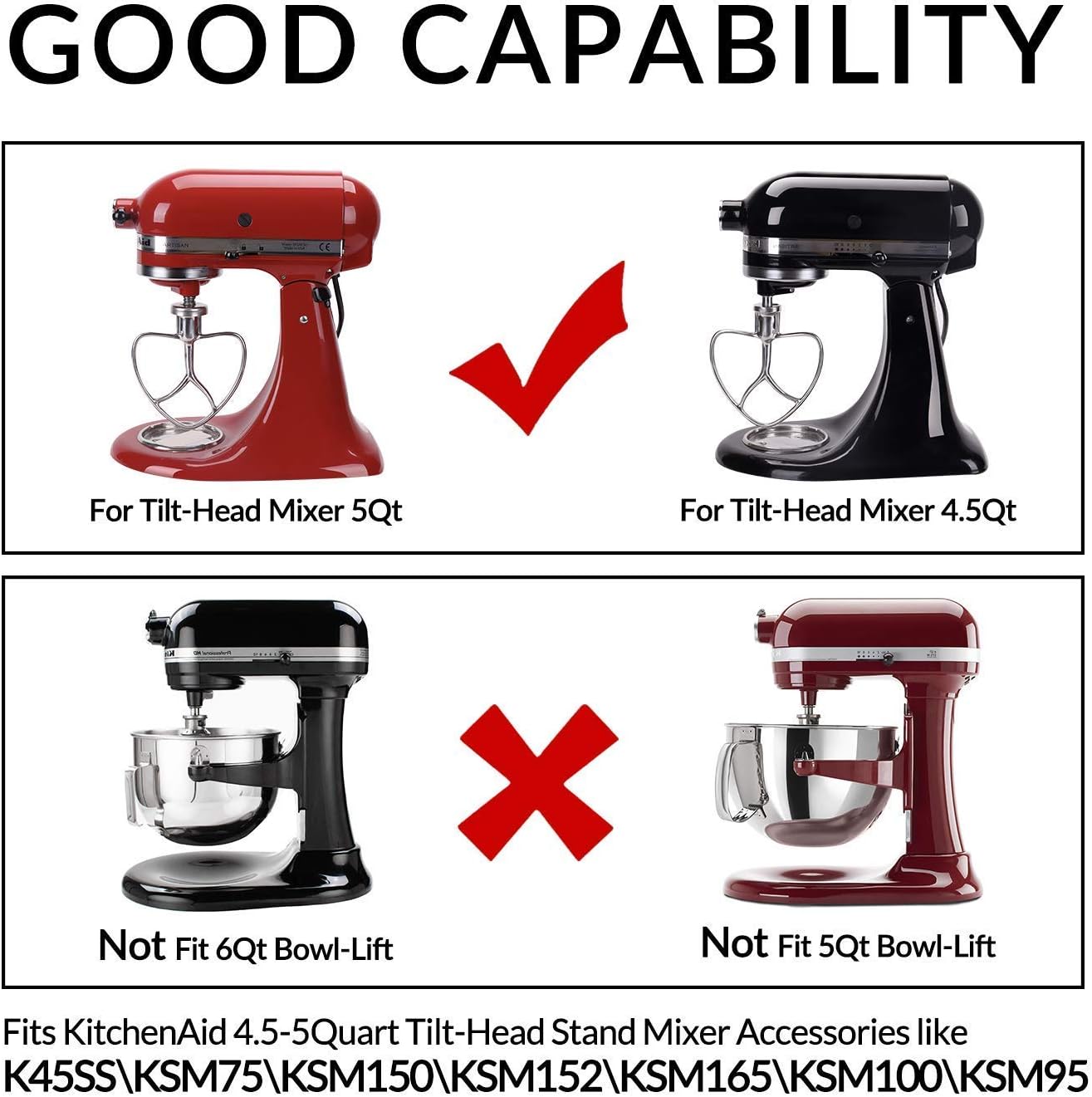 Geesta Polished Stainless Steel Flat Beater for Kitchen aid 4.5 Qt - 5 Qt Tilt-Stand Mixer Attachments for Kitchen Paddle, Baking - Pastry, Pasta Dough, Lcing, Mixing Accessory - Dishwasher Safe