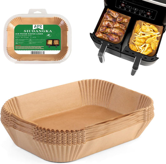 Air Fryer Liners Disposable, 200 pcs Rectangle Air Fryer Parchment Paper Sheets Air Fryer Accessories for Ninja SL401 DoubleStack XL 2-Basket Air Fryer, S006S02