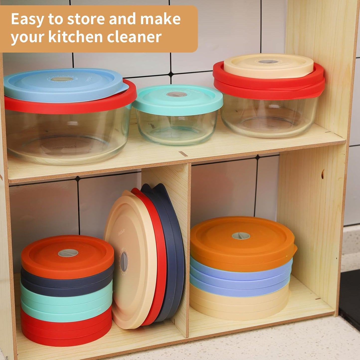 Replacement Lids for Pyrex 7201-PC 4 Cup, Silicone Round Storage Cover Lid for Anchor Hocking Glass Bowl 4 Pack with Date Mark