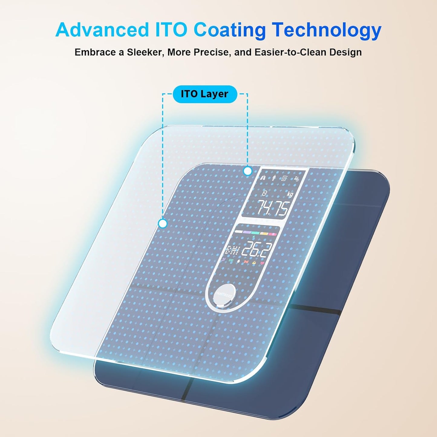 Healthkeep Body Fat Scale with Dual VA Displays and ITO Technology, 16 Body Datas with Heart Rate, Smart Weight Scale Compatible with iOS & Android, Max 400lb/180kg, Sliver