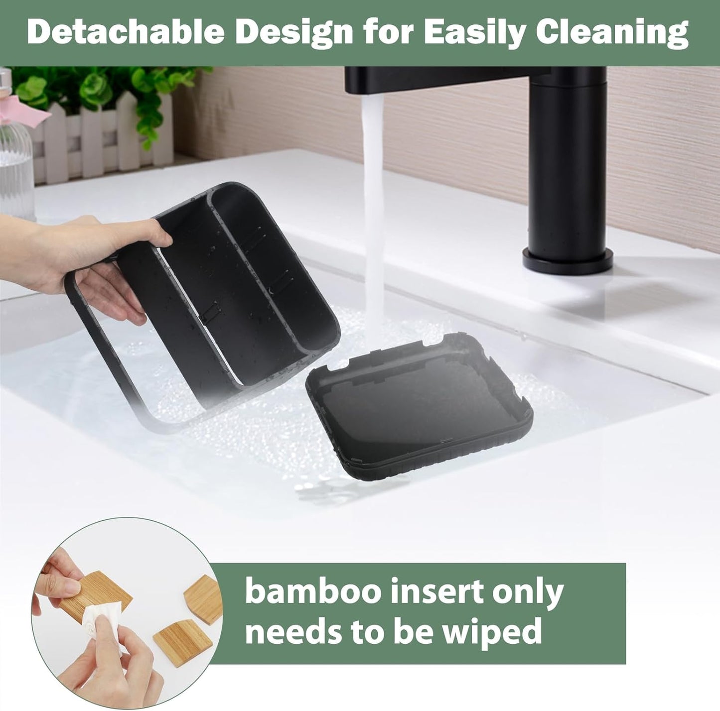 Chintu Toothbrush Holders Bathroom Countertop Organizer-Electric Tooth Brushing Holder 6 Slots Toothbrush Caddy for Counter Organization Kids Family Toothpaste Holder for Vanity Storage Black