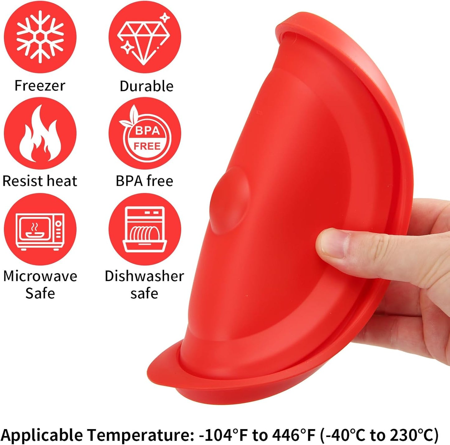 Replacement Lids for Pyrex 7201-PC 4 Cup, Silicone Round Storage Cover Lid for Anchor Hocking Glass Bowl 4 Pack with Date Mark Red