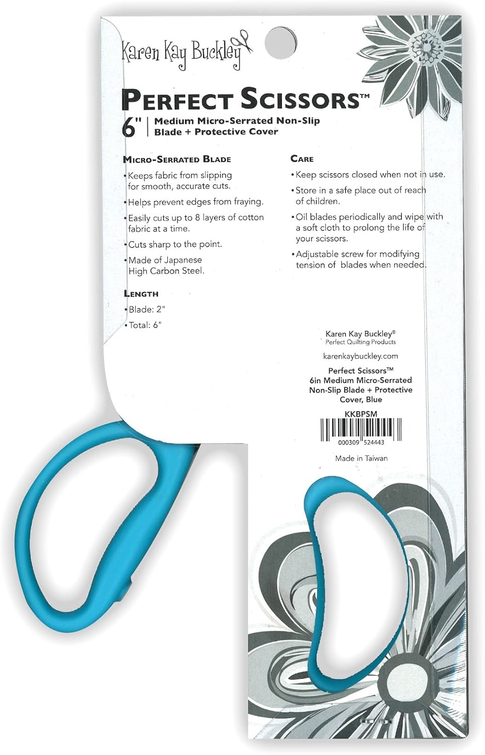 Karen Kay Buckley® Perfect Scissors™, Medium 6-inch #KKBPSM Micro-Serrated Non-Slip Blades for Appliqué, Fabric Trimming, Quilting, Sewing, Patchwork, Crafts. Sharp Blades Grip and Cut Many Layers