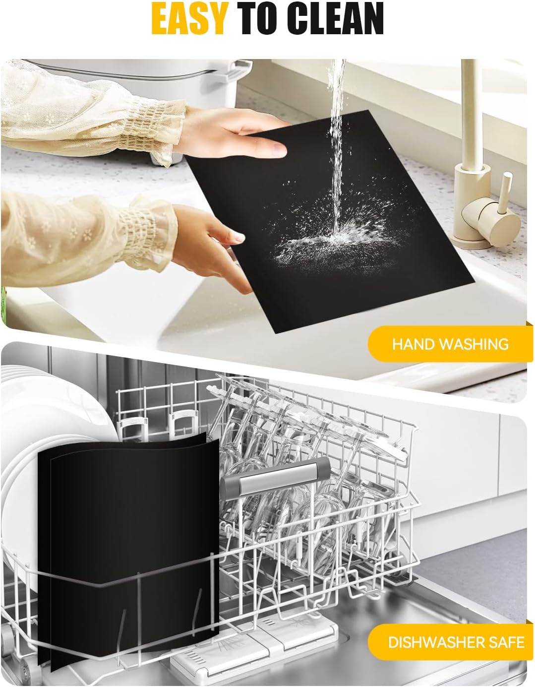 130PCs Paper Liners and 4PCs Reusable Teflon Baking Mats Compatible with Our Place Wonder Oven 12.7 Quarts Air Fryer Toaster Oven Accessories, Food Grade Parchment Paper Sheets Non-stick Mat PFOA Free