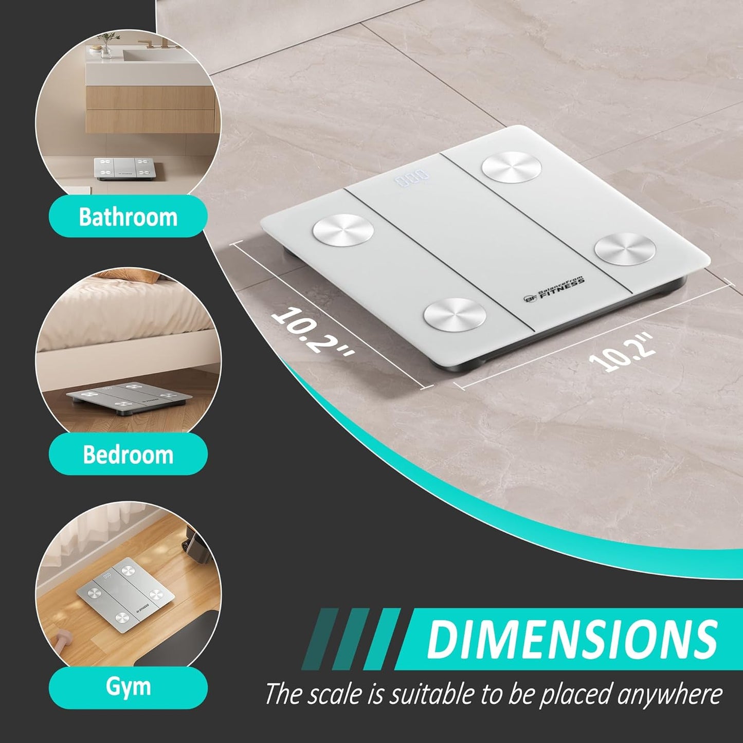 BalanceFrom Smart Scale for Body Weight Digital Bathroom Bluetooth BMI Body Fat Scale with 12 Body Composition Analyzer, Tempered Glass Weighing Scale LED Display Sync with Apps, 400lbs