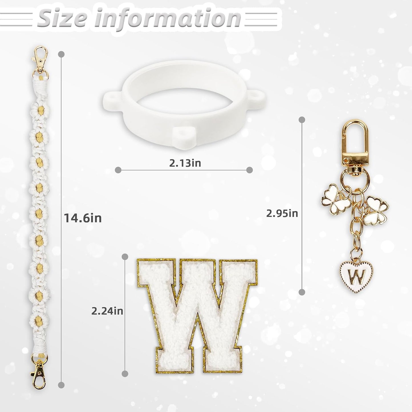 Cute Letter Charm Set Compatible with Owala Water Bottle 24 oz, 32 oz, 40 oz, Owala Kids, Owala Coffee Tumbler, Owala FreeSip – Includes Handle Strap, for Owala Accessories & Stanley Cup Accessories