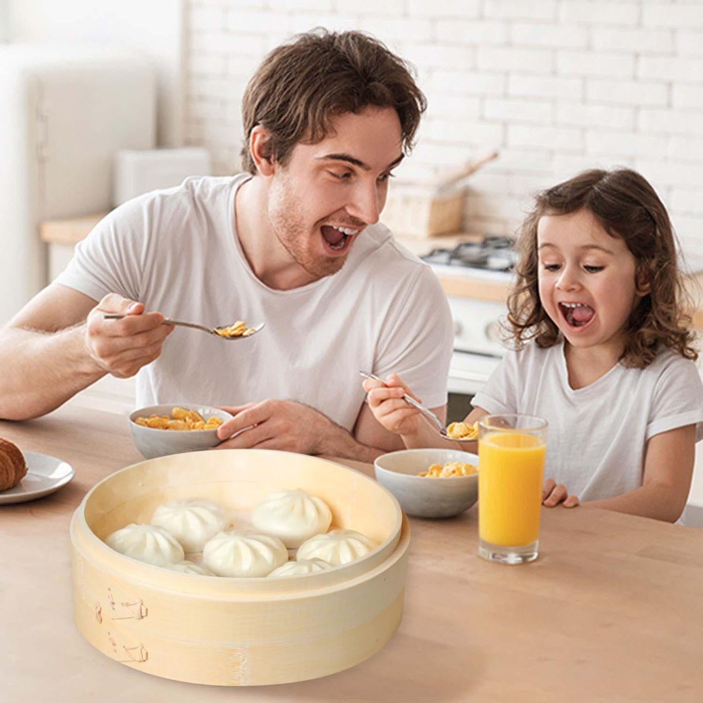 Bamboo Steamer Basket Set, 10-Inch 2-Tier Steamer for Cooking, Chopsticks Liners Sauce Dish Dumpling Making Tools, Steaming Asian Food, Bao Buns, Meat, Dim Sum, Rice, Vegetable Steam Pot