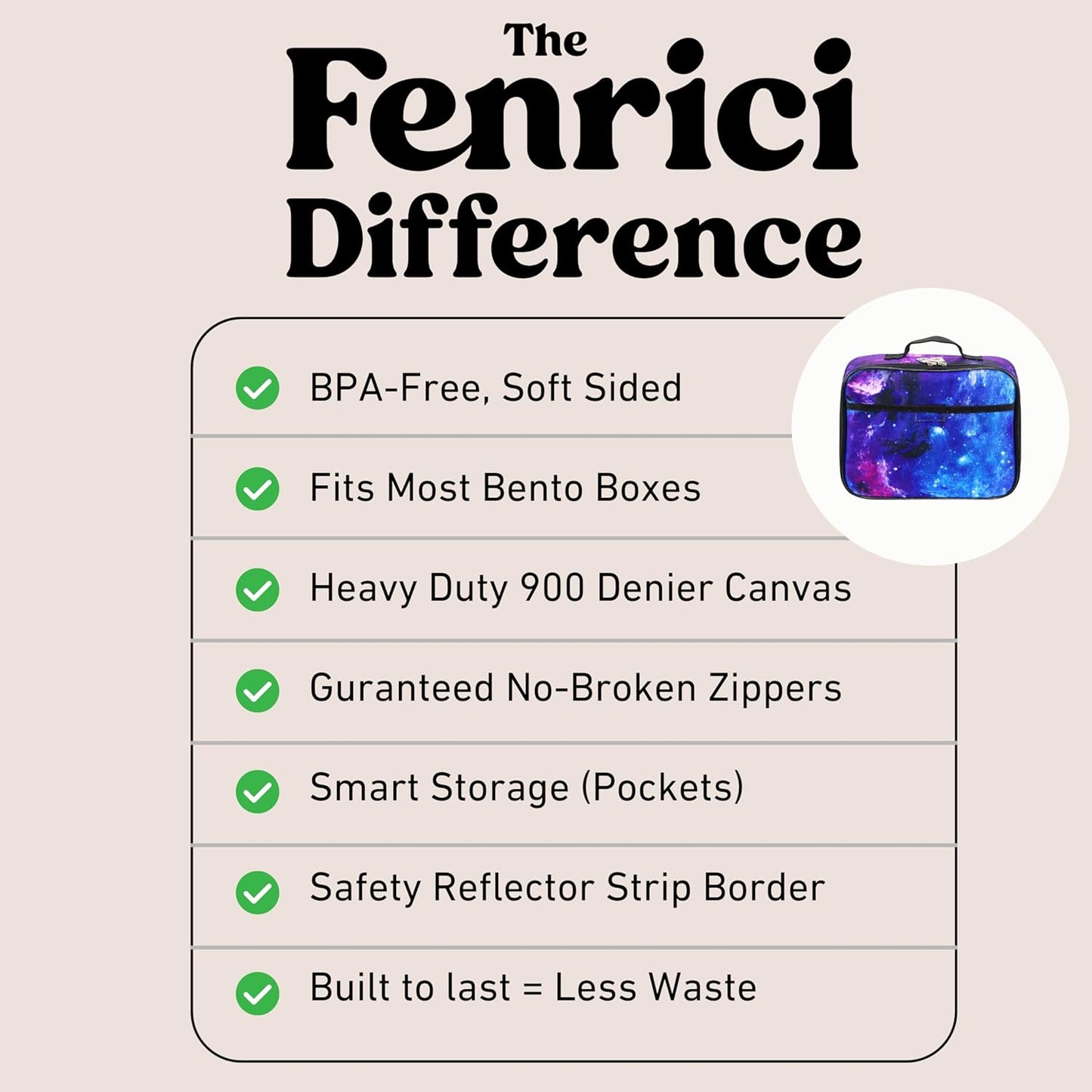 Fenrici Galaxy Lunch Box for Boys, Girls, Kids Insulated Lunch Bag, Perfect for Preschool, K-6, Soft Sided Compartments, Spacious, BPA Free, Food Safe,10.8in x 8.5in x 2.8in (Galaxy-Purple)