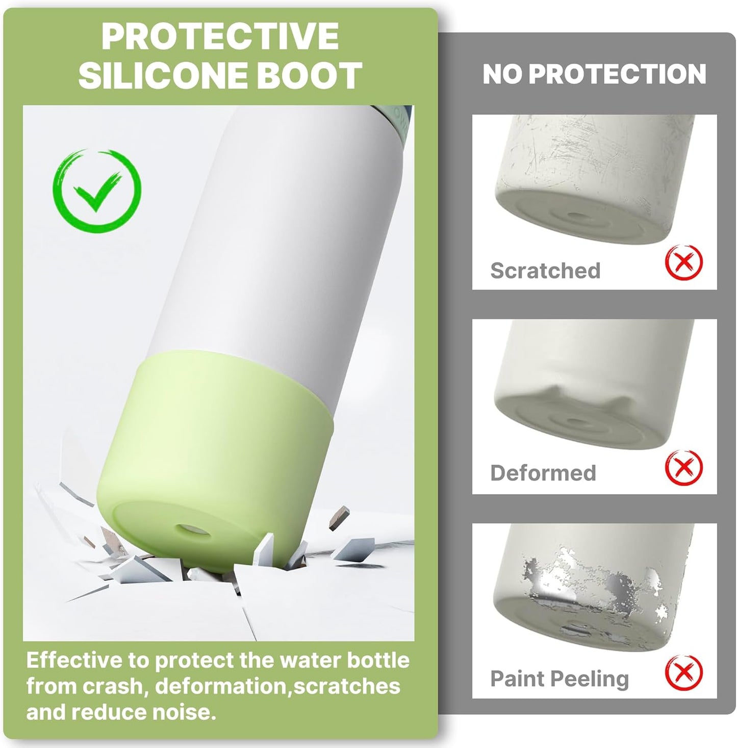 Silicone Boot for 40 oz Owala Water Bottles, Anti-Slip Protective Sleeve for Owala Twist & FreeSip & Flip Insulated Water Bottle, Boot Bottom Base (Green)