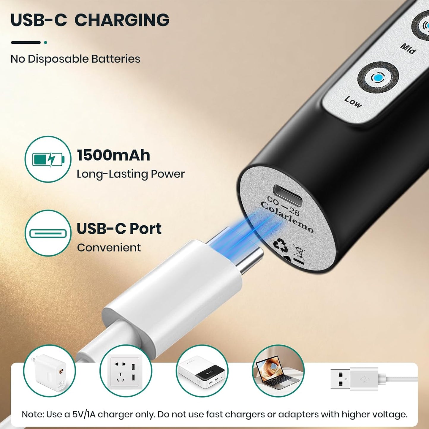 Milk Frother Handheld Rechargeable, Frother Wand Drink Mixer Electric Whisk for Coffee, Detachable With 3 Stainless Whisks, Hand Mixer for Lattes, Cappuccino, Matcha, Egg, No Stand,Black