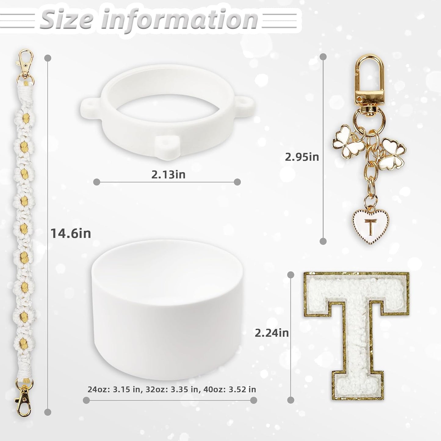 SITKOL Silicone Boot Cute Monogram Set Compatible with Owala Water Bottle 24 oz, 32 oz, 40 oz - Perfect Letter Owala Accessories for Owala Tumbler, Owala Free Sip, Pink Owala, Black Owala