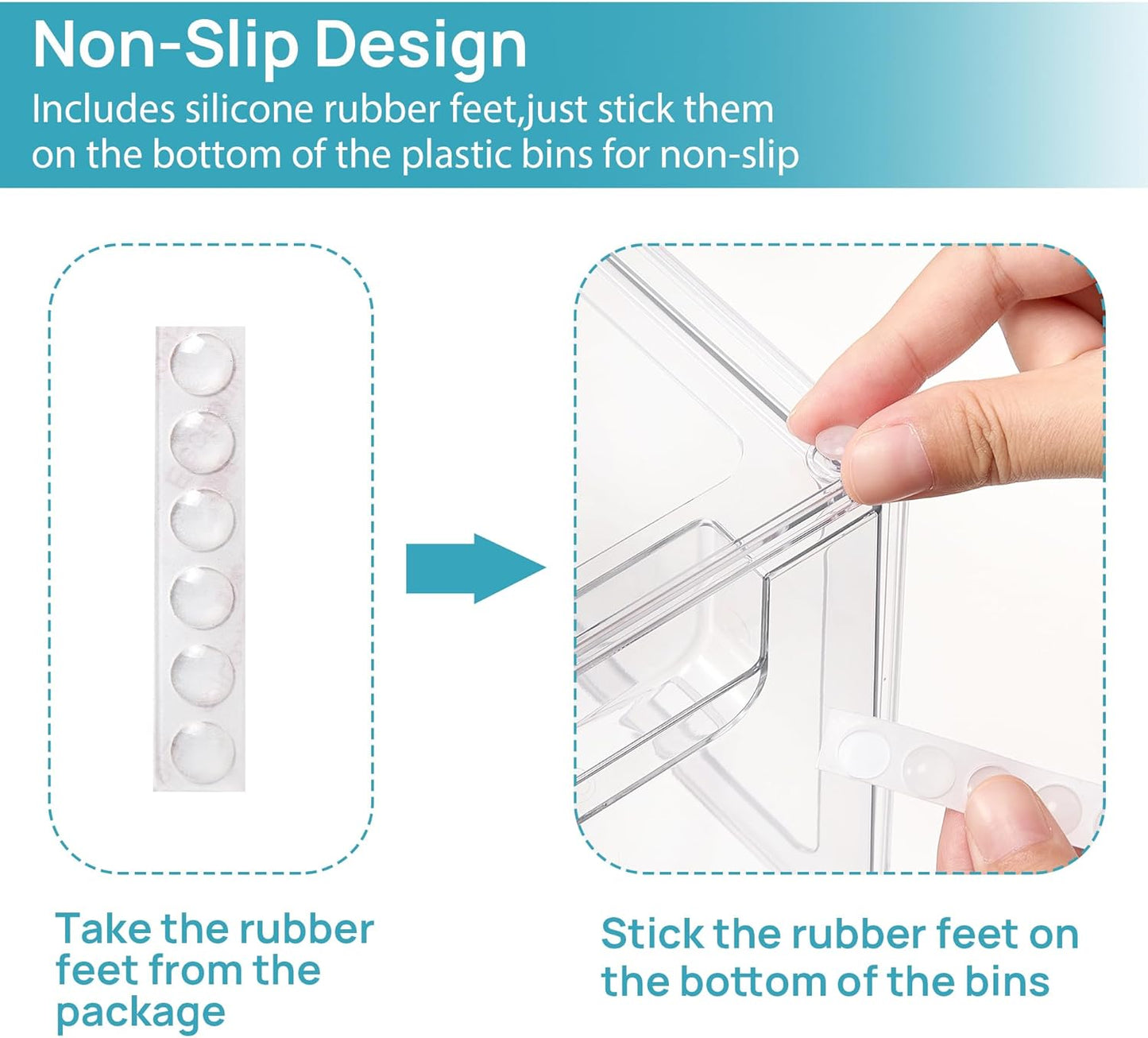 Vtopmart 6 pack Stackable Storage Drawers, 6.6''Tall Acrylic Bathroom Makeup Organizers,Clear Plastic Drawers For Vanity, Undersink, Kitchen Cabinet,Pantry Organization and Storage