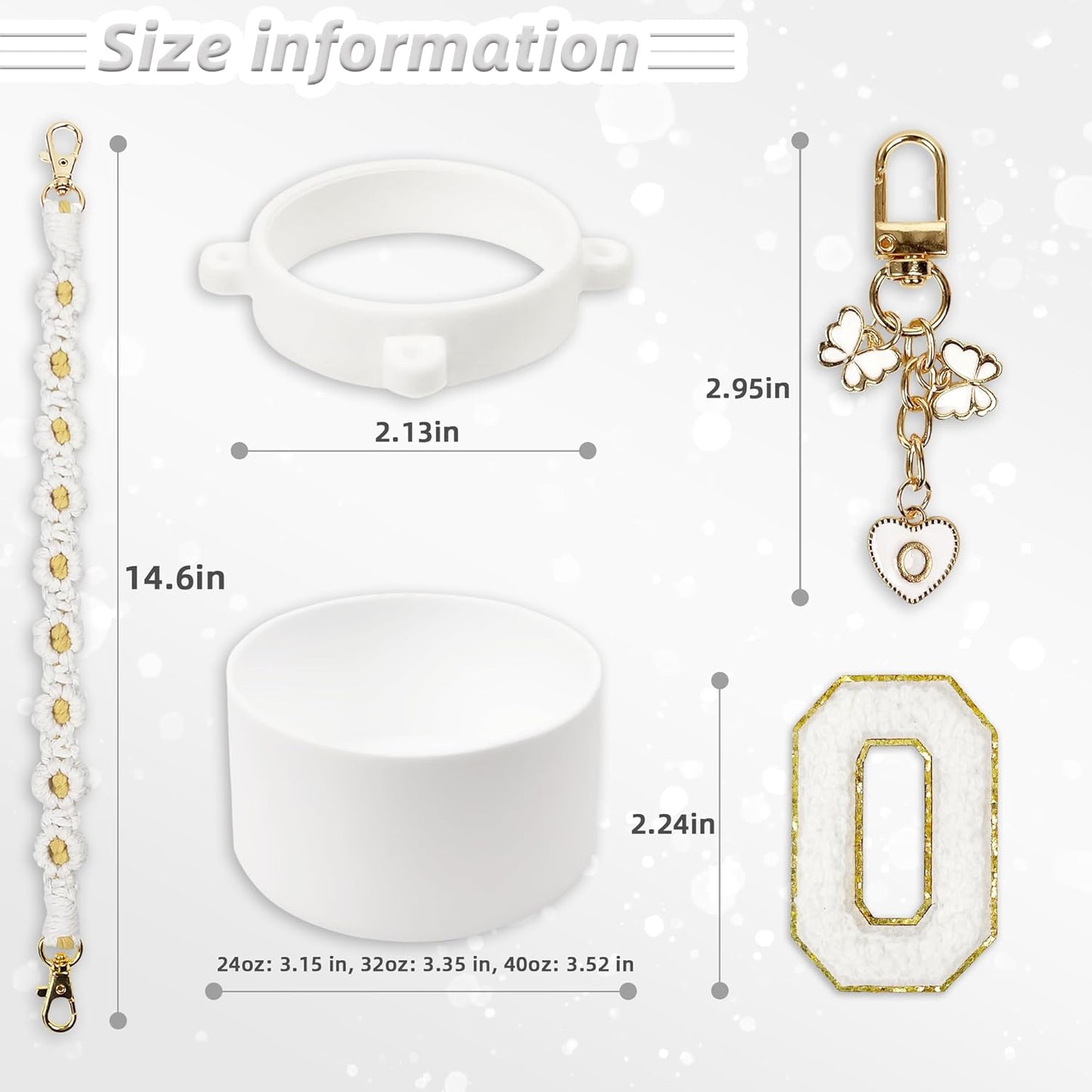 SITKOL Silicone Boot Cute Monogram Set Compatible with Owala Water Bottle 24 oz, 32 oz, 40 oz - Perfect Letter Owala Accessories for Owala Tumbler, Owala Free Sip, Pink Owala, Black Owala