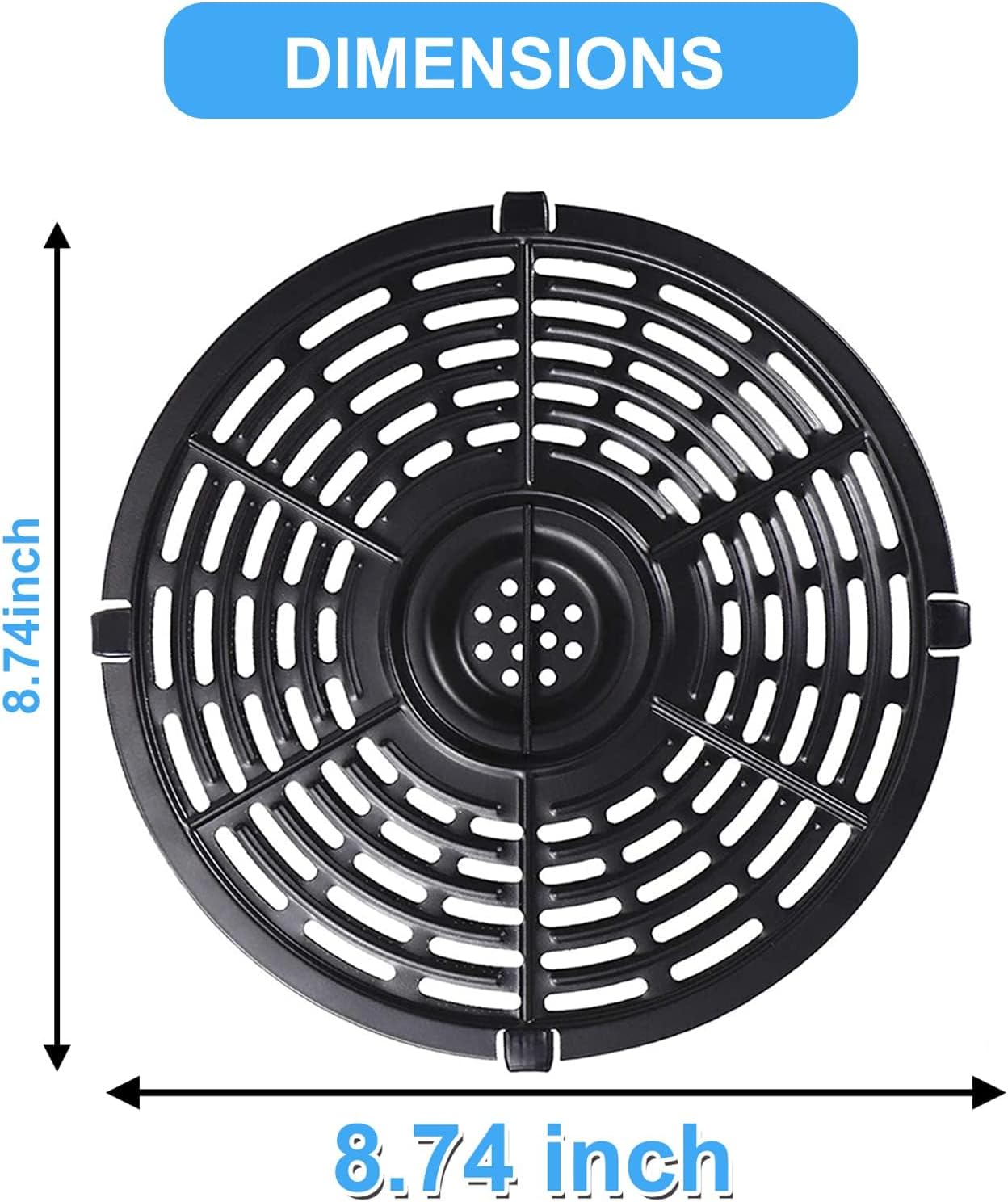 Air Fryer Grill Pan for Power XL 5QT Air fryer, 8.7'' 5QT Round Non-Stick Replacement Tray Rack Parts Accessories Crisper Plate Grill Plate, Dishwasher Safe