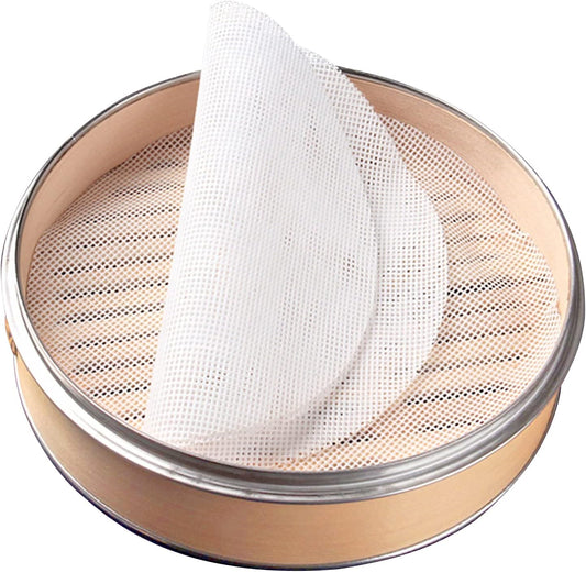 GUCUJI 8 Inch Silicone Bamboo Steamer Liners - Non-Stick, Reusable Steamer Mesh Mats for Steamed Buns, Dumplings, veggies, Dim Sum, Momo, Rice, and fish - Food Grade BPA Free (4Pcs)