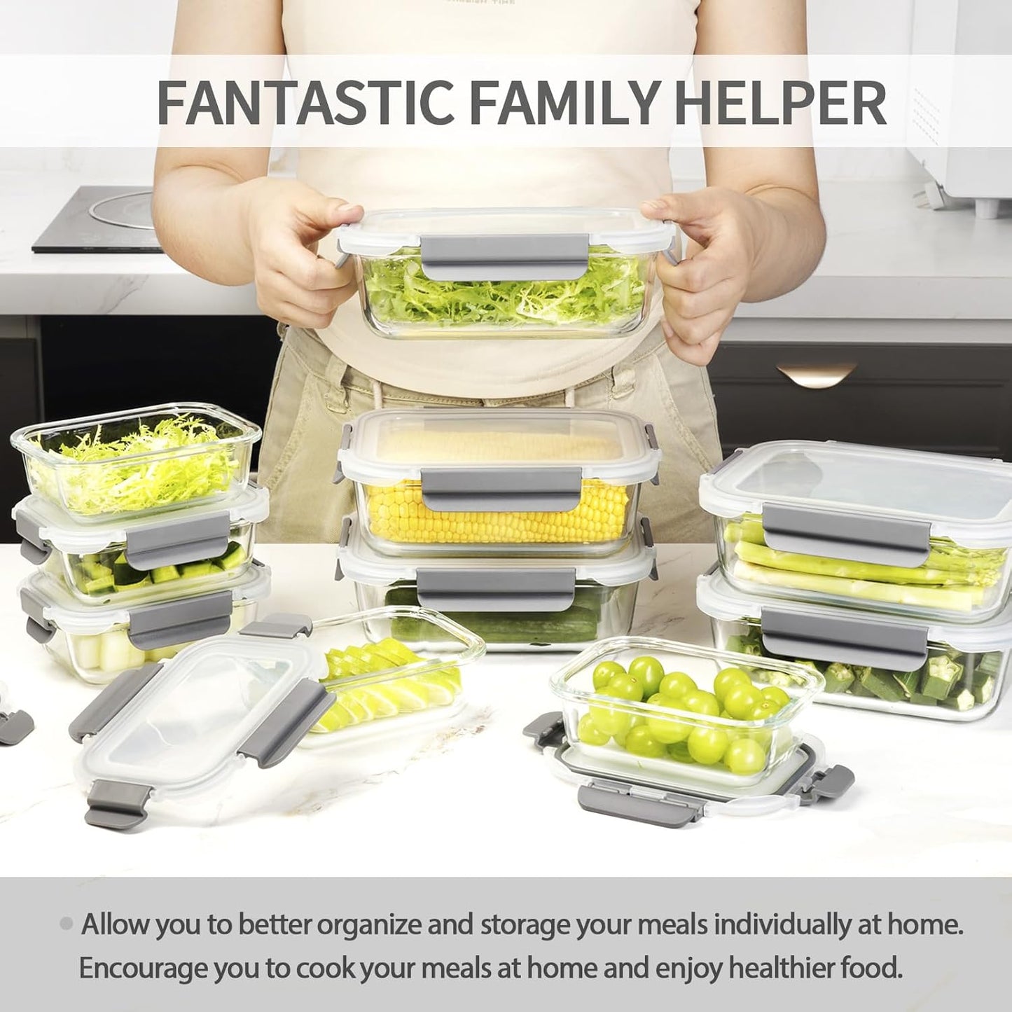 10 Pack Glass Meal Prep Containers with Lids - Airtight, Leak-proof, Bpa-free, Microwave, Oven, Freezer & Dishwasher Safe