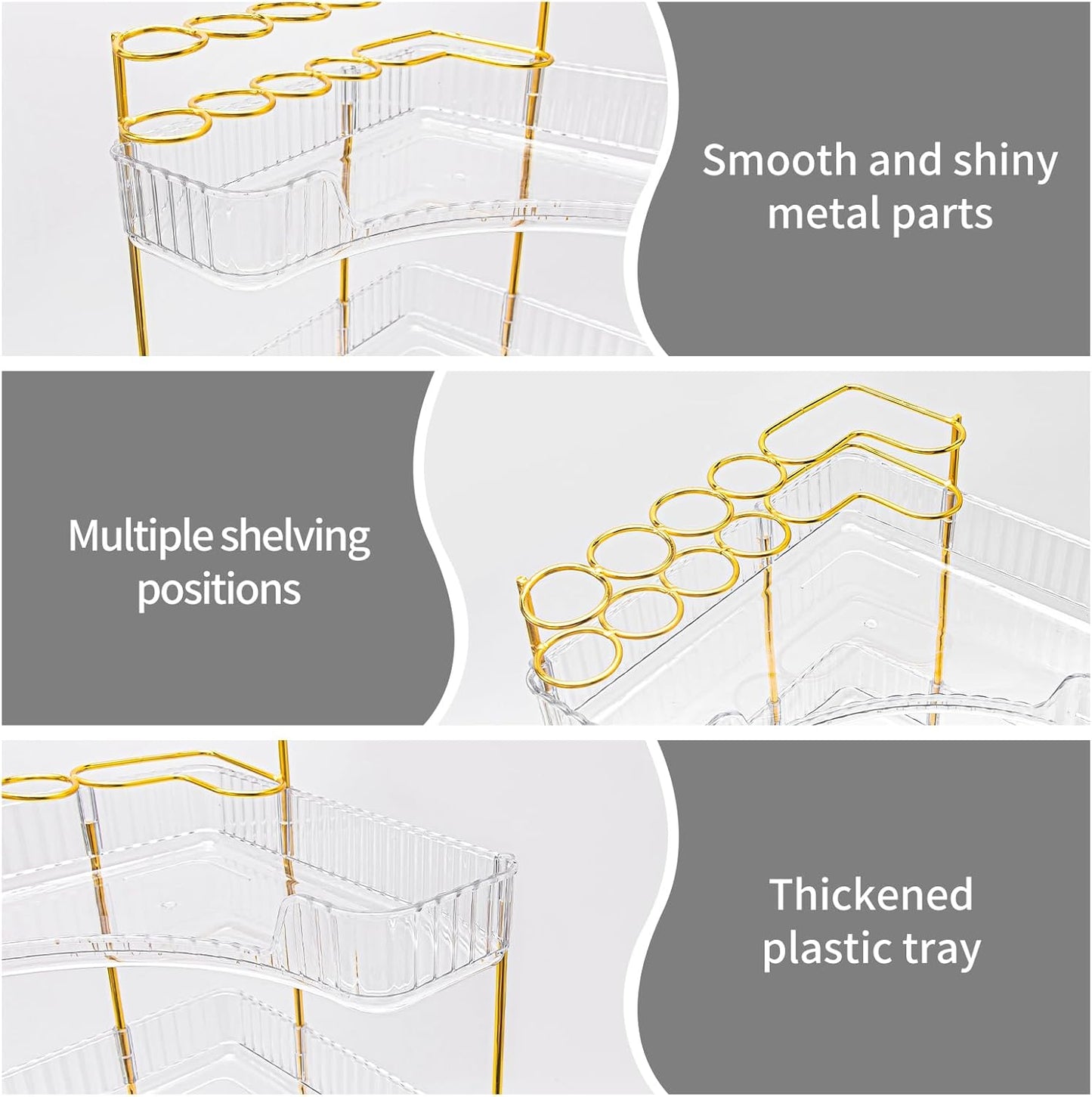 Upgraded 2-Tier Corner Bathroom Countertop Organizer – Spacious Storage for Makeup, Skincare & Perfumes, Built-in Brush Holder Fits Vanity/Dresser/Bsthtub (Classic White)