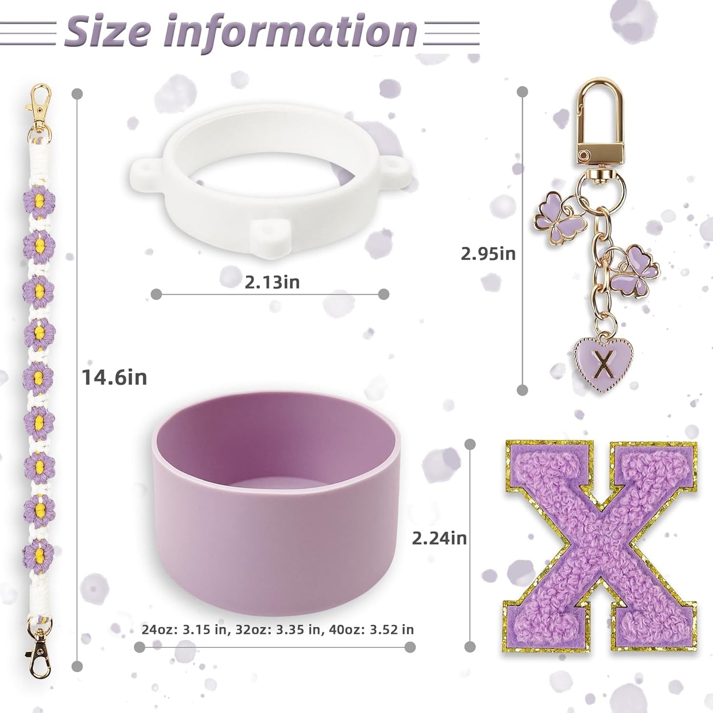 SITKOL Silicone Boot Cute Monogram Set Compatible with Owala Water Bottle 24 oz, 32 oz, 40 oz - Perfect Letter Owala Accessories for Owala Tumbler, Owala Free Sip, Pink Owala, Black Owala