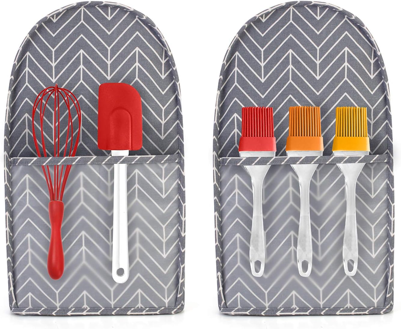 Yarwo Dust Cover for 6-8 qt Stand Mixer, Protective Stand Mixer Cover with Top Handle and Pockets for Extra Accessories, chevron