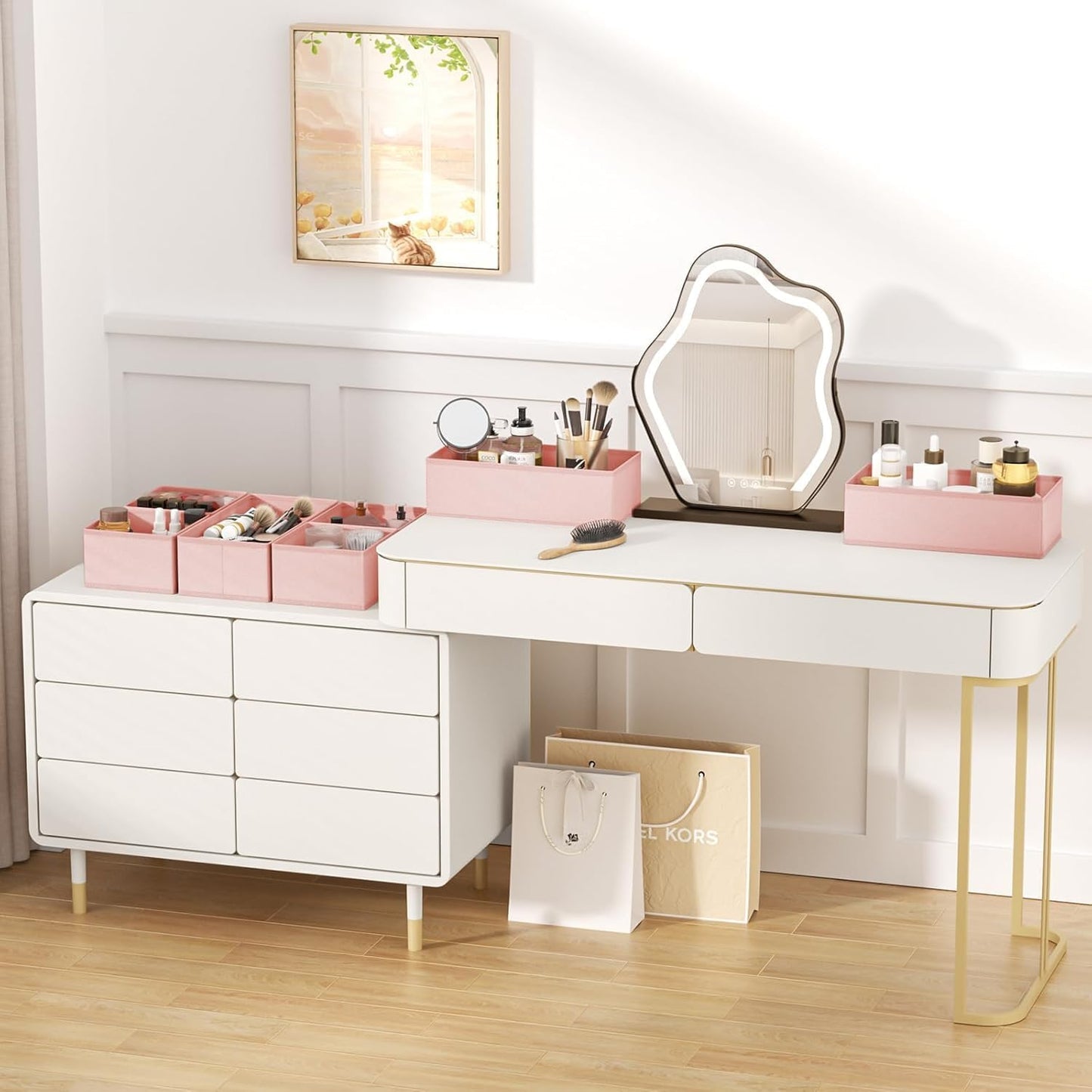 DIMJ Drawer Organizer Clothes, 24 Pack Dresser Organizer, Foldable Closet Organizers and Storage, Fabric Dresser Bins, Drawer Dividers for Nursery, Baby Clothes, Underwears, Sock (Pink)