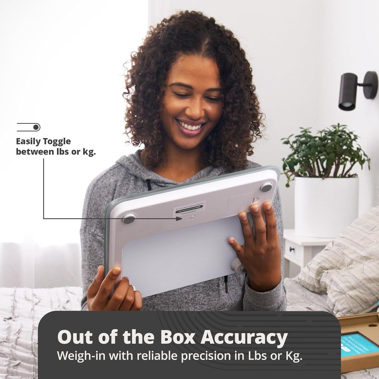 Greater Goods Digital AccuCheck Bathroom Scale for Body Weight, Capacity up to 400 lbs, Batteries Included, Pearl Gray