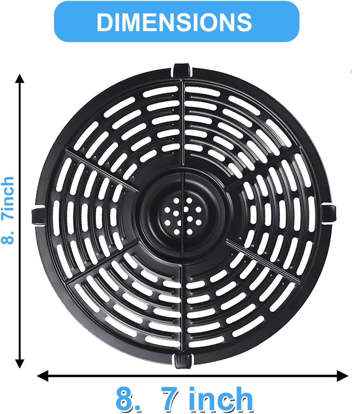 Air Fryer Grill Pan for Power XL 5QT Air fryer, 8.7'' 5QT Round Non-Stick Replacement Tray Rack Parts Accessories Crisper Plate Grill Plate, Dishwasher Safe