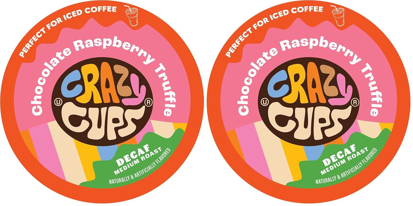 Crazy Cups Decaf Flavored Coffee Pods - Decaf Chocolate Raspberry Truffle - Decaffeinated Coffee pods for Keurig K-Cups Machines, 22 Counts (Pack of 2)