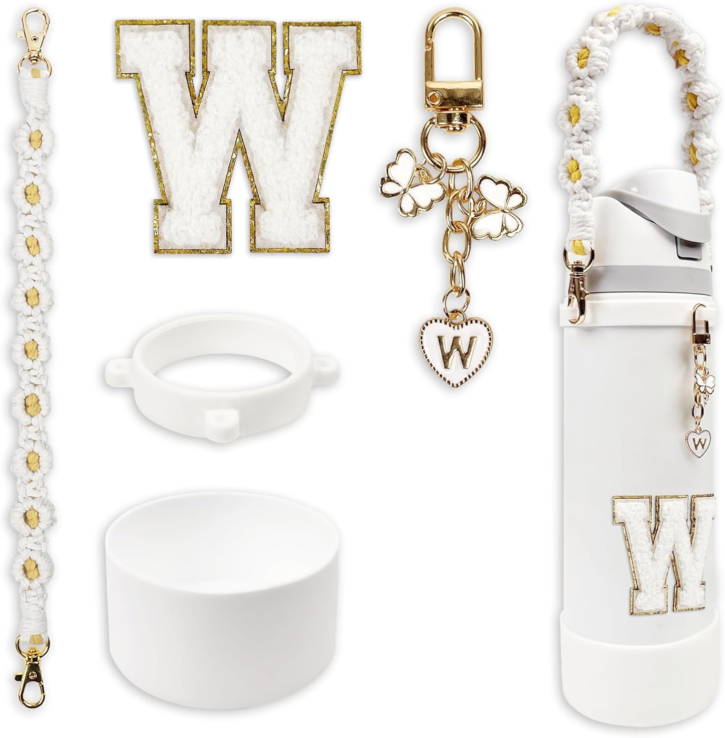 SITKOL Silicone Boot Cute Monogram Set Compatible with Owala Water Bottle 24 oz, 32 oz, 40 oz - Perfect Letter Owala Accessories for Owala Tumbler, Owala Free Sip, Pink Owala, Black Owala