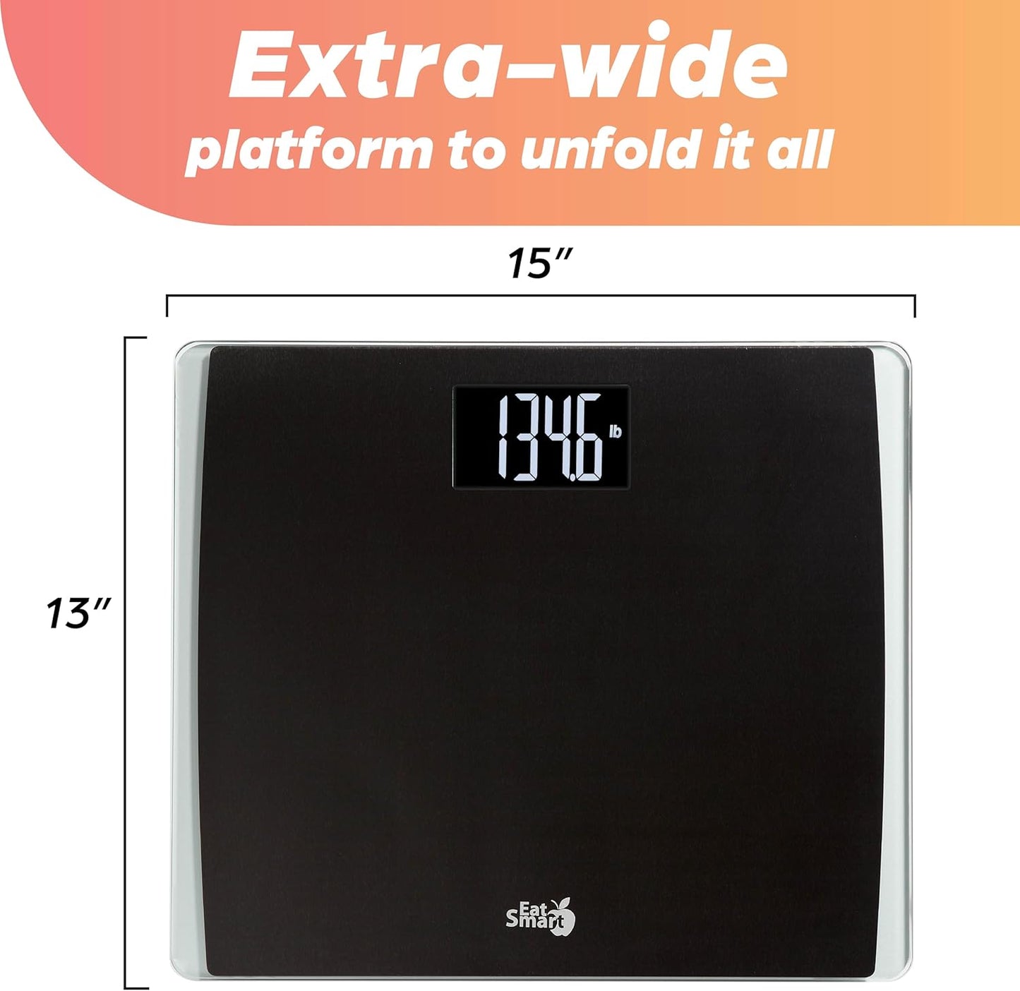 EatSmart Precision Digital Bathroom Scale for Body Weight – Extra-Wide Platform, High-Visibility Display, Ultra-Durable Design for Home, Pets, Luggage & More, 550 LB High Capacity, Black