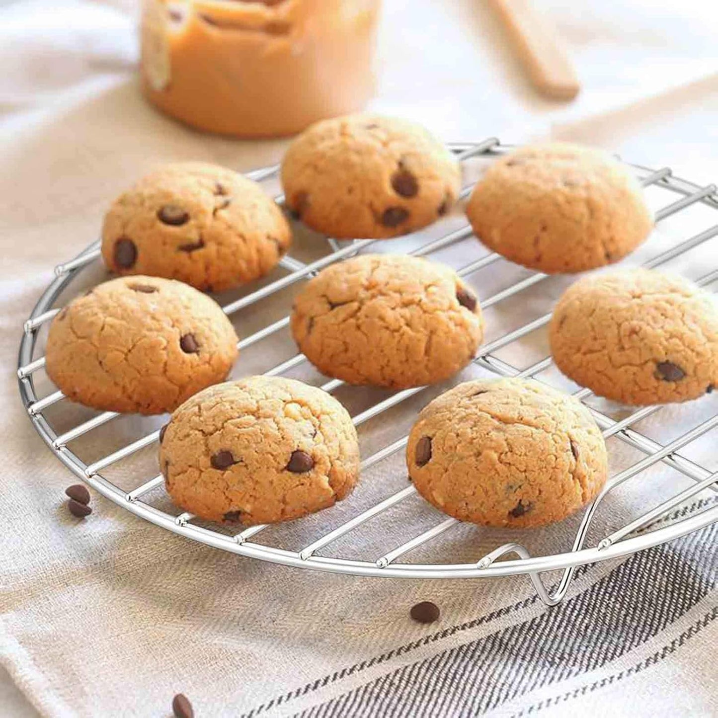 TeamFar Round Cooling Rack Set of 2, 7½ Inch Round Baking Steaming Roasting Rack Set Stainless Steel, Healthy & Dishwasher Safe, Mirror Finish & Rust Free