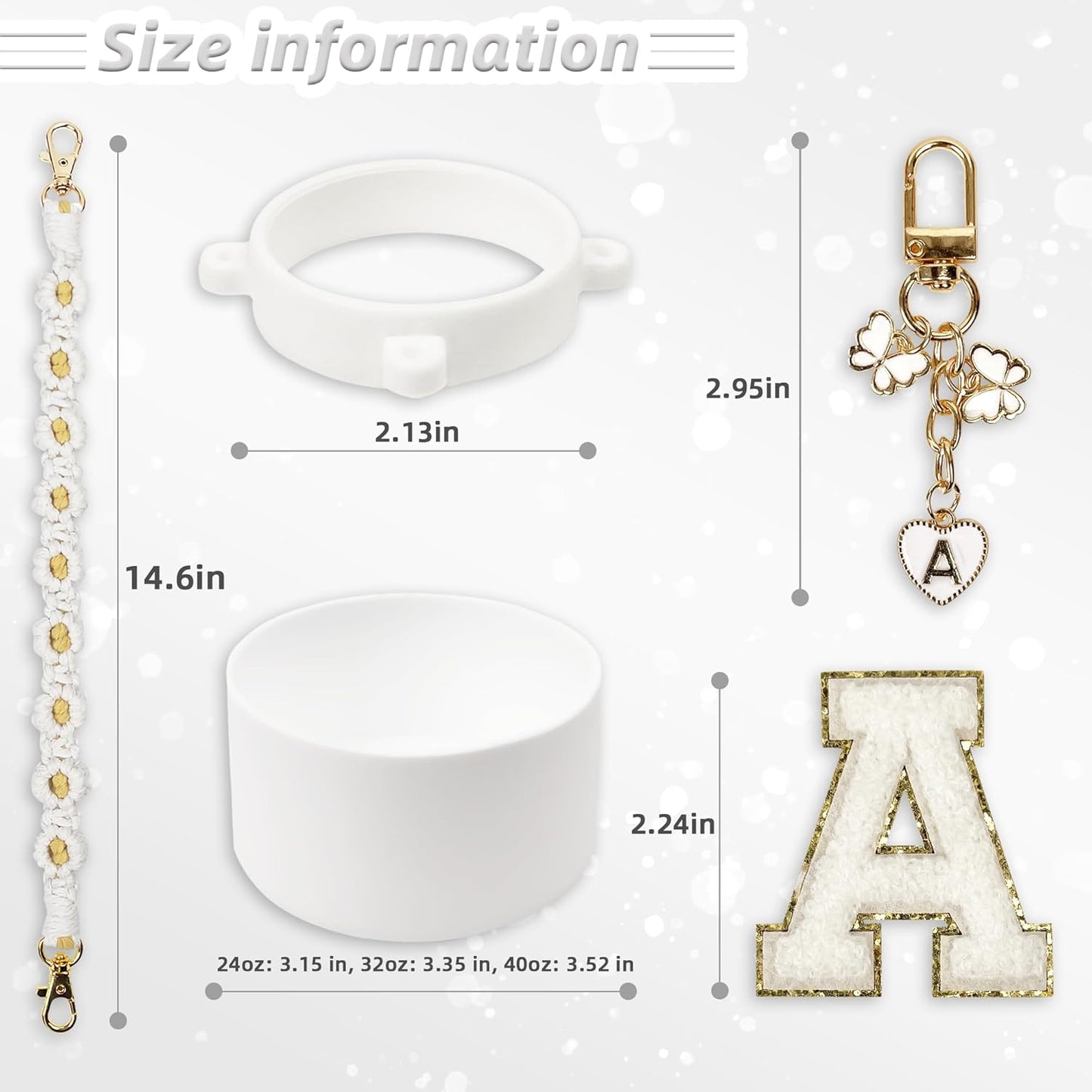 SITKOL Silicone Boot Cute Monogram Set Compatible with Owala Water Bottle 24 oz, 32 oz, 40 oz - Perfect Letter Owala Accessories for Owala Tumbler, Owala Free Sip, Pink Owala, Black Owala