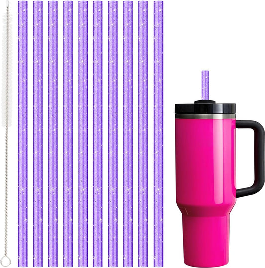 Replacement Straw for Stanley|Simple Modern|Owala 40 oz 30 oz Cup Tumbler, 10 Pack 12.13-In Long Reusable Plastic Straw with Cleaning Brush, Dishwasher Safe, Color, 11 Pieces