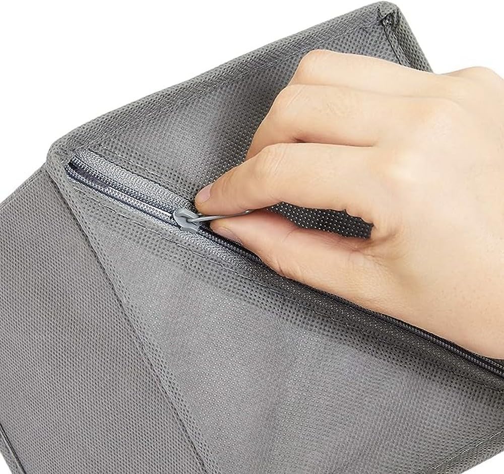 Amazon Basics Cloth Drawer Storage Organizer Boxes for Socks, Underwear and Baby Items, Set of 6, Gray