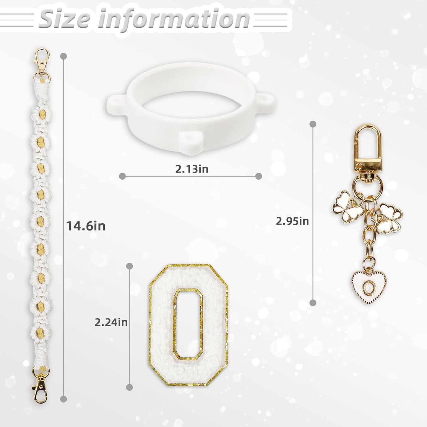 Cute Letter Charm Set Compatible with Owala Water Bottle 24 oz, 32 oz, 40 oz, Owala Kids, Owala Coffee Tumbler, Owala FreeSip – Includes Handle Strap, for Owala Accessories & Stanley Cup Accessories