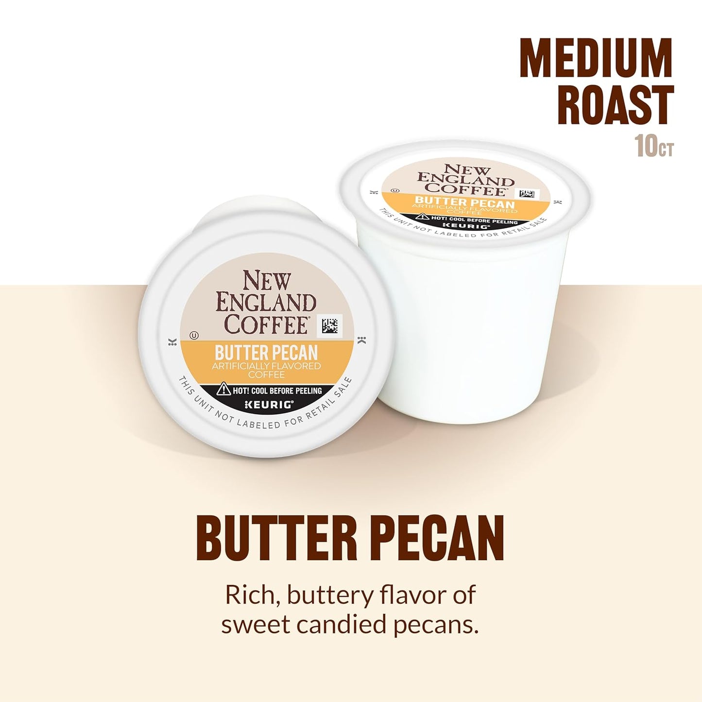 New England Coffee Butter Pecan Medium Roast Single Serve Pods, 10ct Box (Pack of 1)