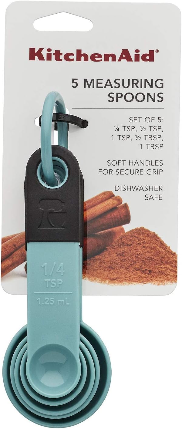 Kitchen Aid Classic Measuring Spoons, 5 Count (Pack 1), Aqua