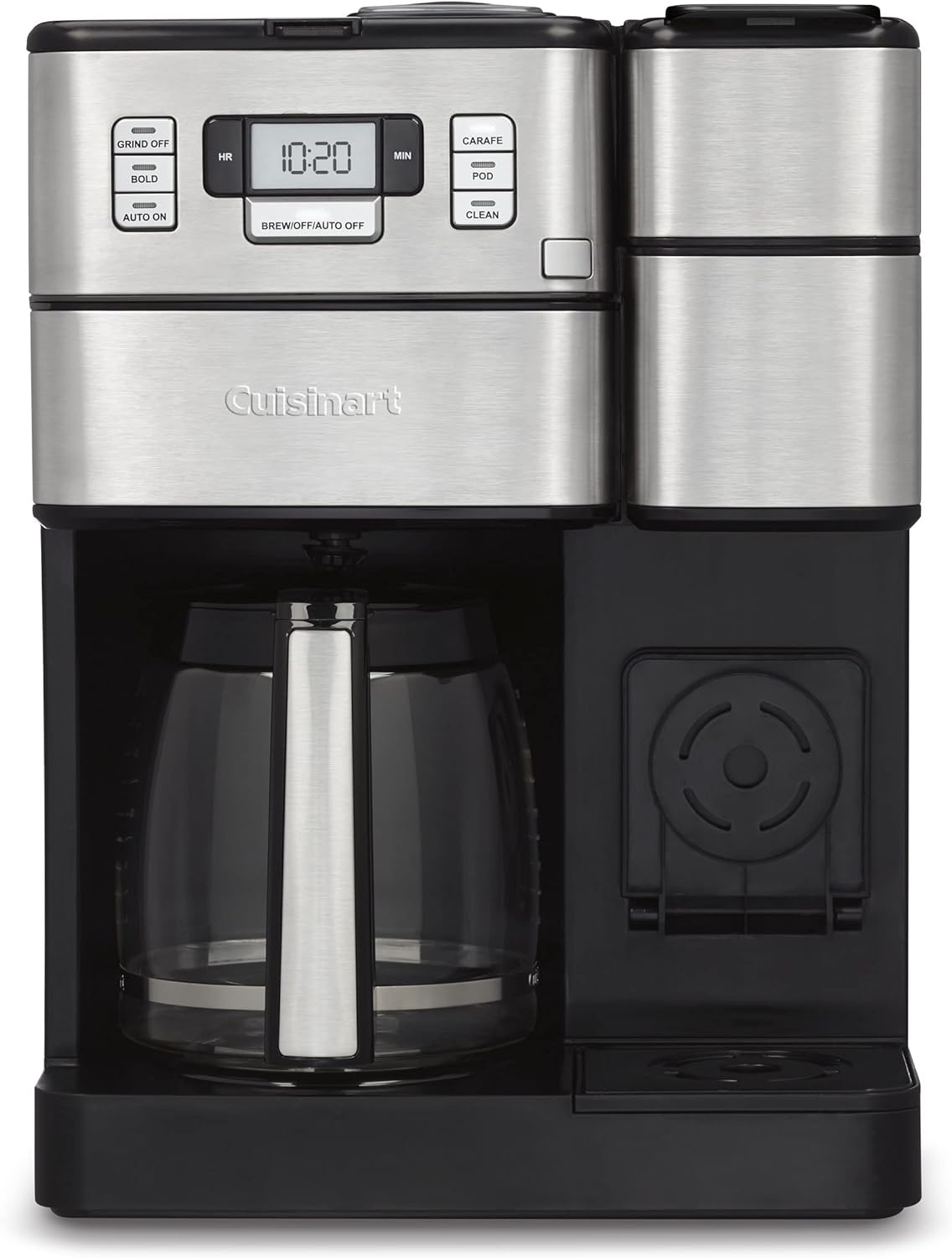 Cuisinart Coffee Center Grind and Brew Plus, Built-in Coffee Grinder, Coffeemaker and Single-Serve Brewer with 6oz, 8oz and 10oz Serving Size, Black/Silver, SS-GB1NAS