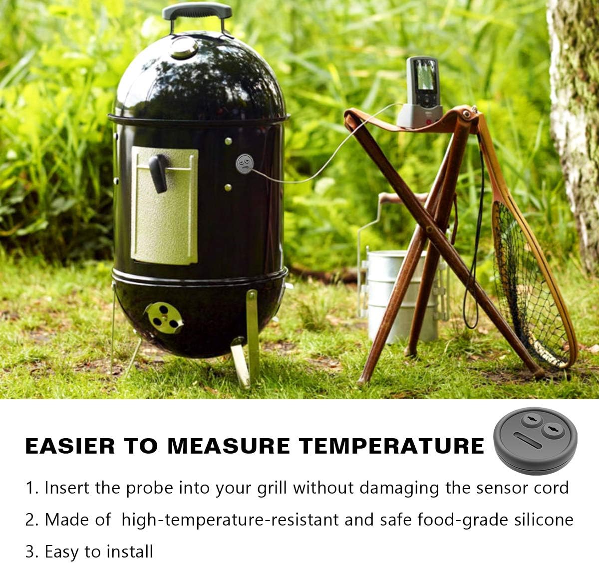 3 Pack Meat Thermometer Probe Grommet for Grill, Replacement for Weber 85037 Smokey Mountain Cookers Accessories, and Other Grills Probes Port